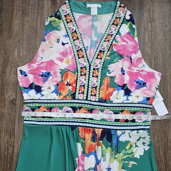 London Times Dress Sz 16 Sleeveless V-Neck Floral Maxi Preppy, Vacationwear - Picture 11 of 16